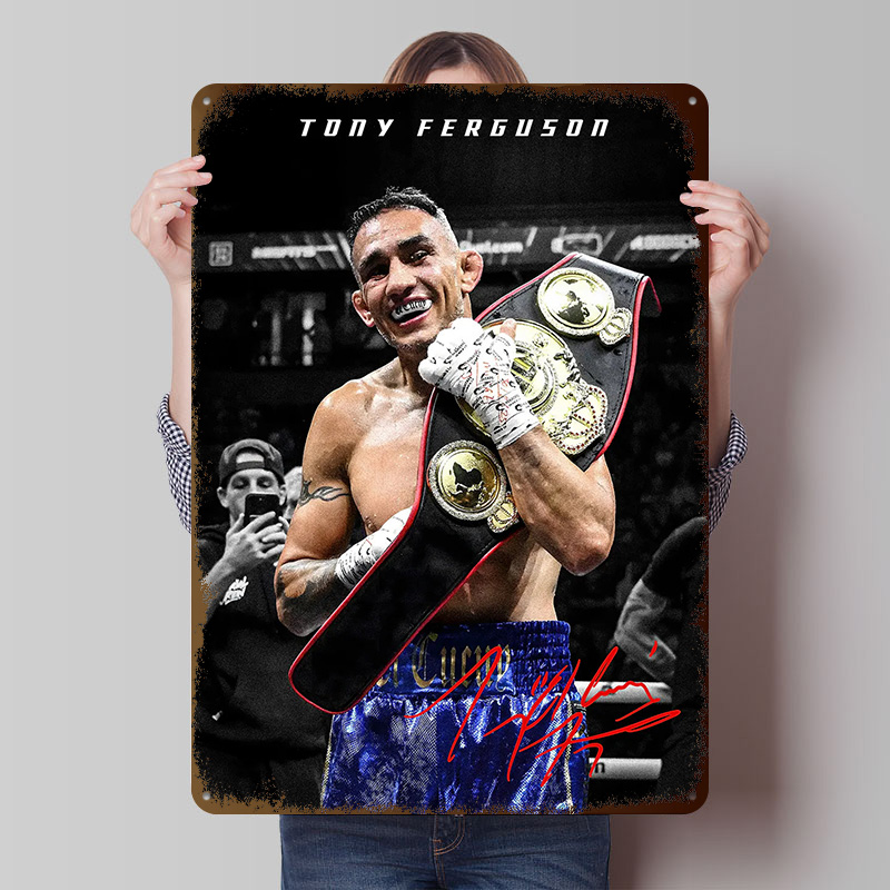Victory Home Decor - Tony Ferguson Şampiyonluk Zaferi Teneke Poster