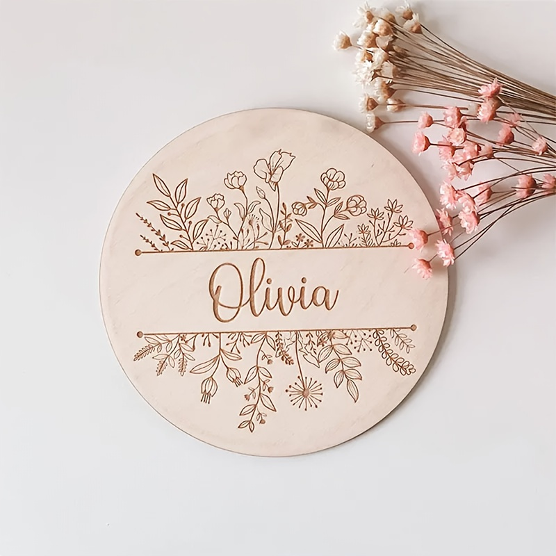 Home Decor Xmas - Kişiye Özel Çiçek Desenli İsim Plaketi,