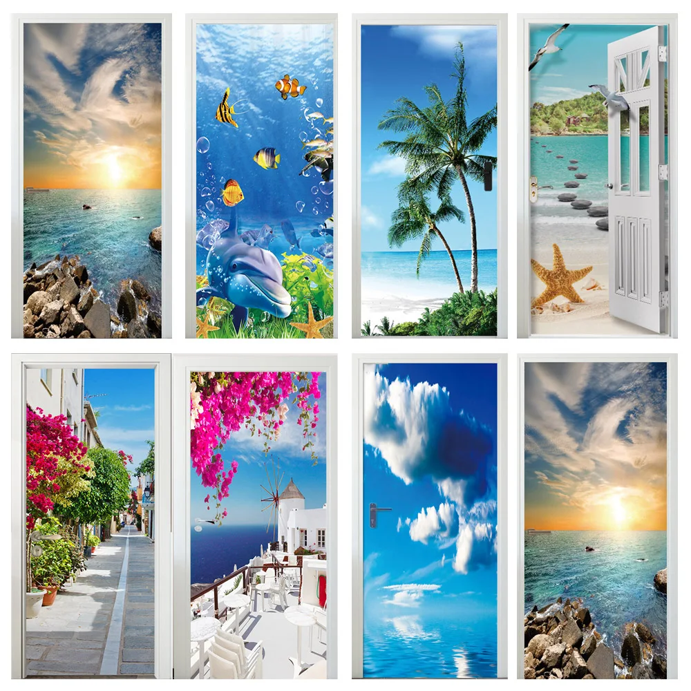Home Decor On Sale - 3D deniz manzaralı plaj deniz kapısı
