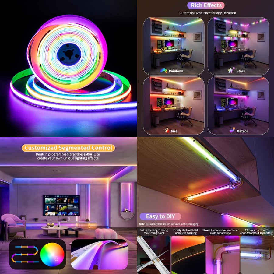 Led Strip Lights - RGB Akıllı IC COB LED Şerit