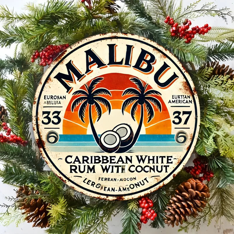 Home Decor Tree - Vintage Malibu Rum Hindistan Cevizi Alüminyum