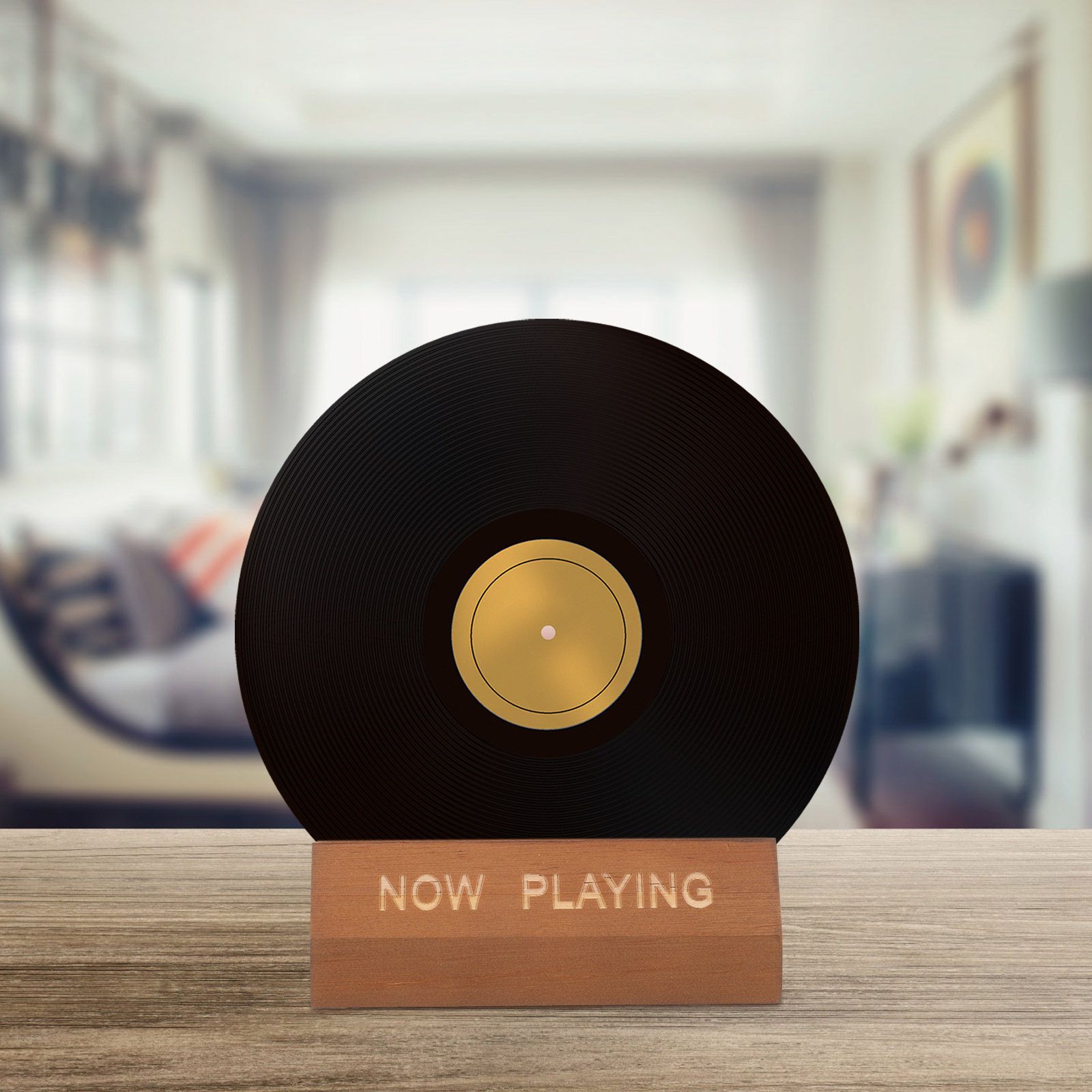 Home Decor Collection - Ahşap Vinil Plak Tutucu Rafı Kahverengi