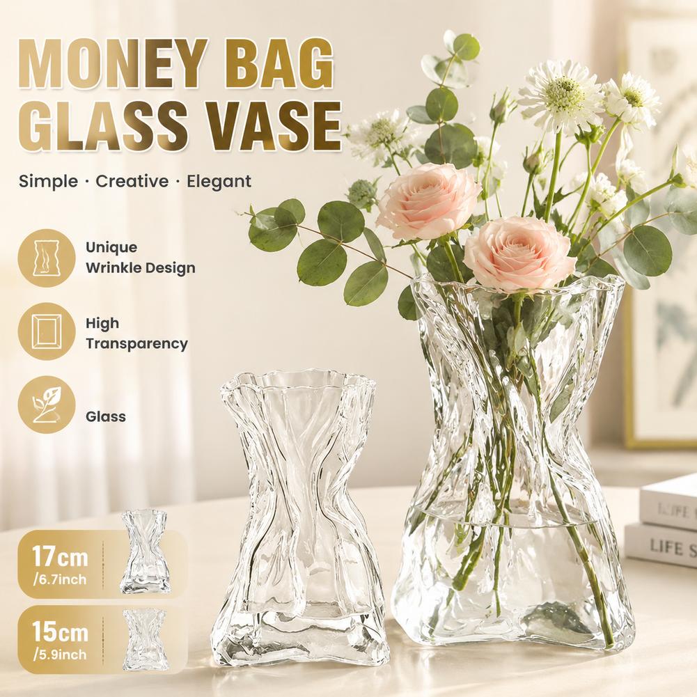 Terrarium Glass Bottle - Yaratıcı Katlanmış Para Çantası Şeffaf Cam