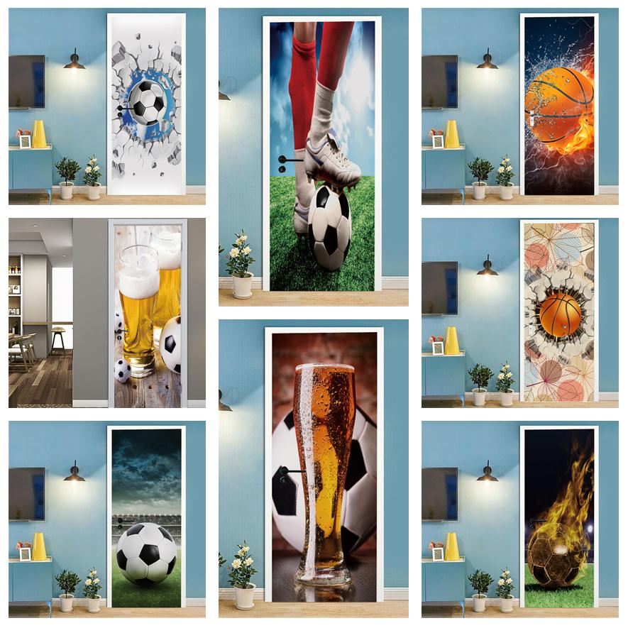 Home Decor On Sale - Futbol basketbol 3D duvar kağıdı kapı