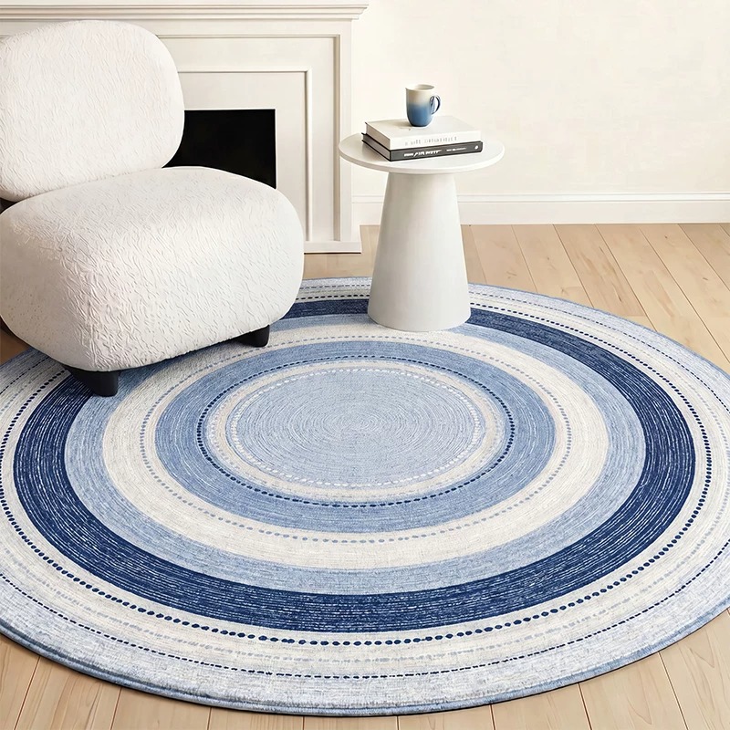 Home Decor Online Game - Yuvarlak Halı Oturma Odası Mavi Modern