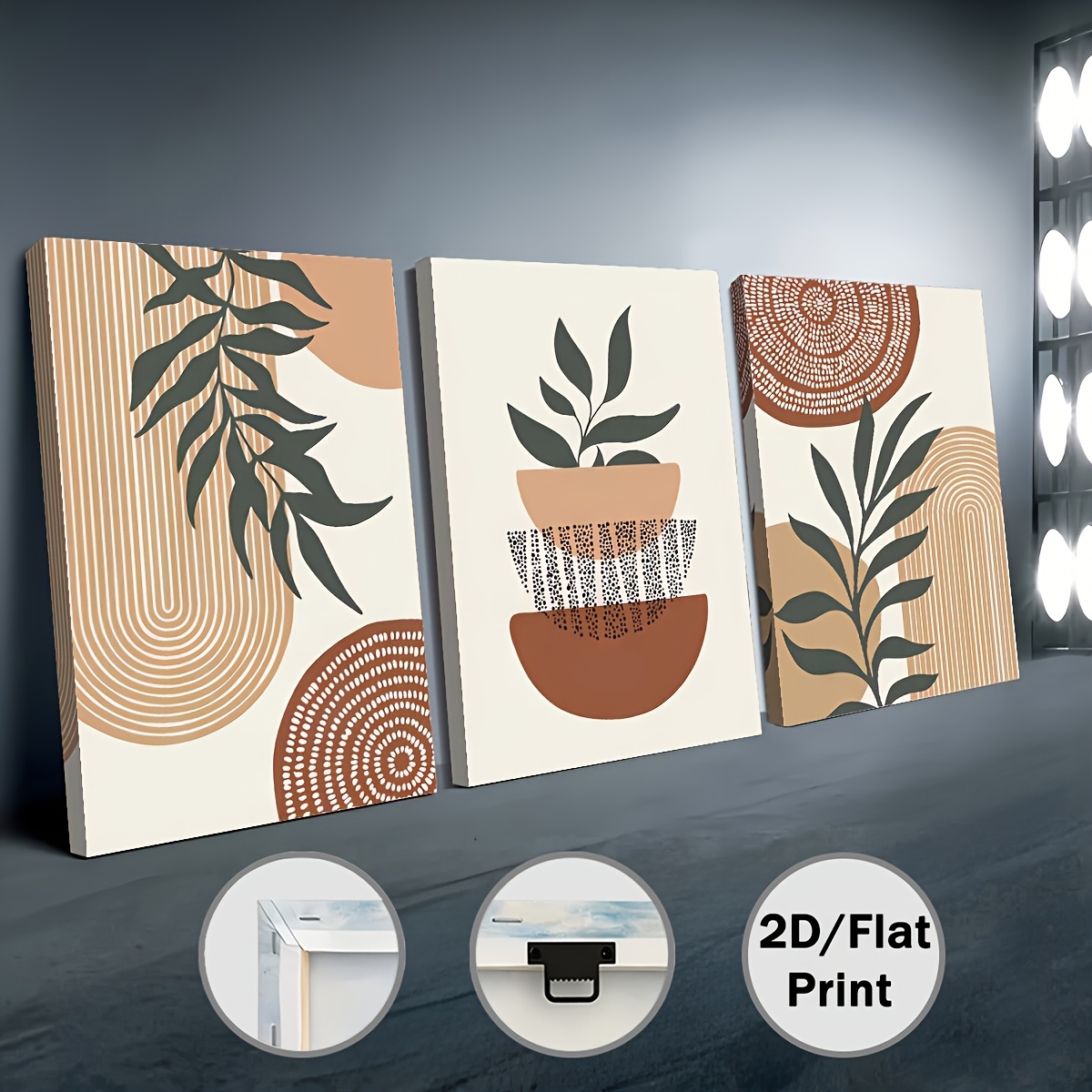 Home Decor Mirror - 3 parçalı 2D düz baskı kanvas