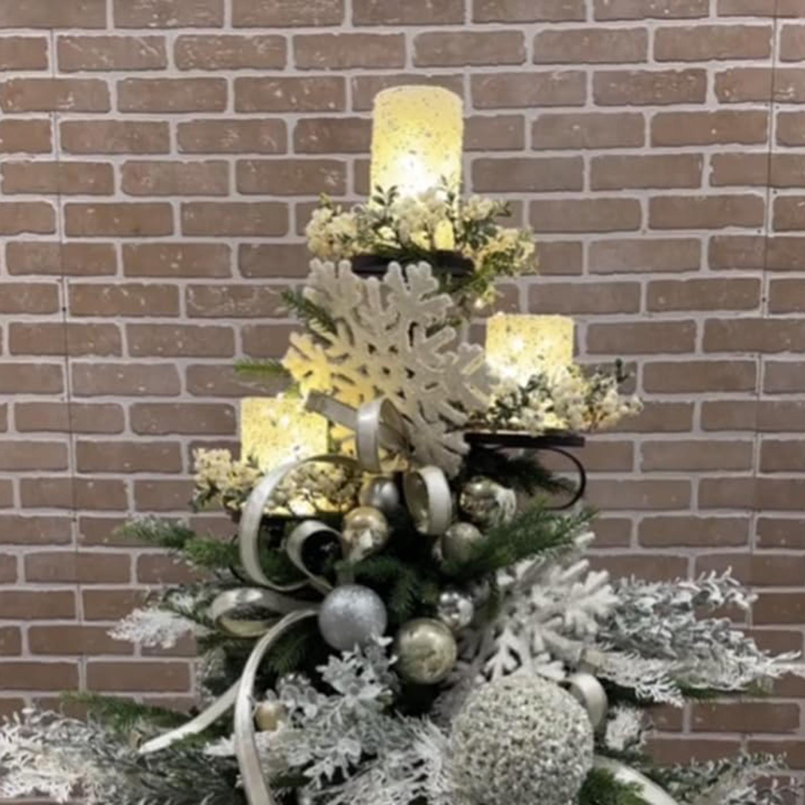 Home Decor Tree - Metal Siyah Üçlü Ağaç Tepesi Şamdanı,