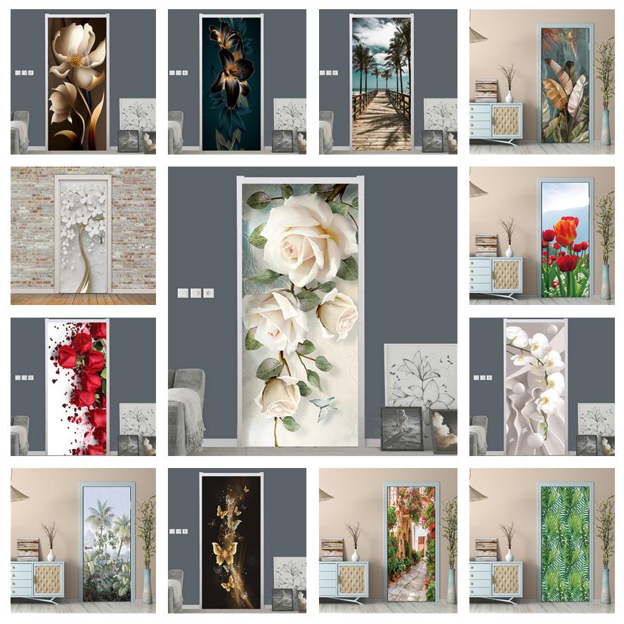 Home Decor On Sale - Beyaz Gül Çiçek Duvar Kağıdı Kapı