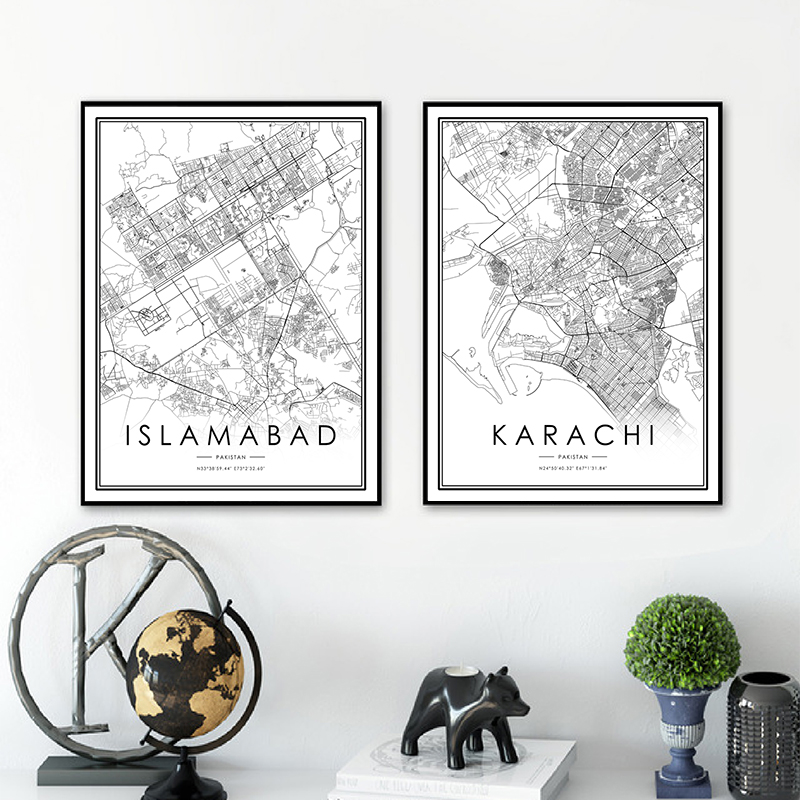 KARACHI şehir haritası Poster  - Home Decor Karachi incelemesi ve fiyatı