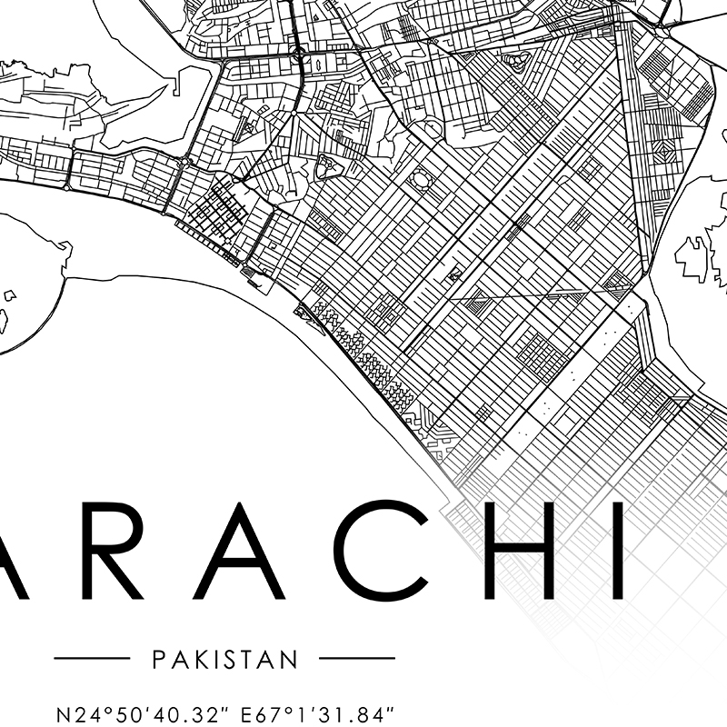 KARACHI şehir haritası Poster  - Home Decor Karachi incelemesi ve fiyatı
