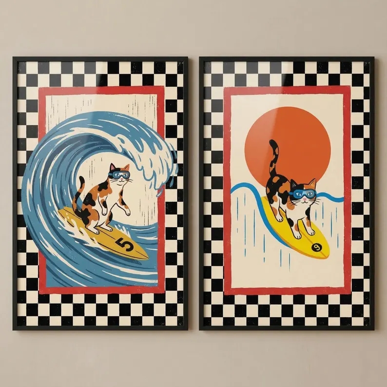3 adet Retro Japon Dalga Kedi  - Home Decor Japanese incelemesi ve fiyatı