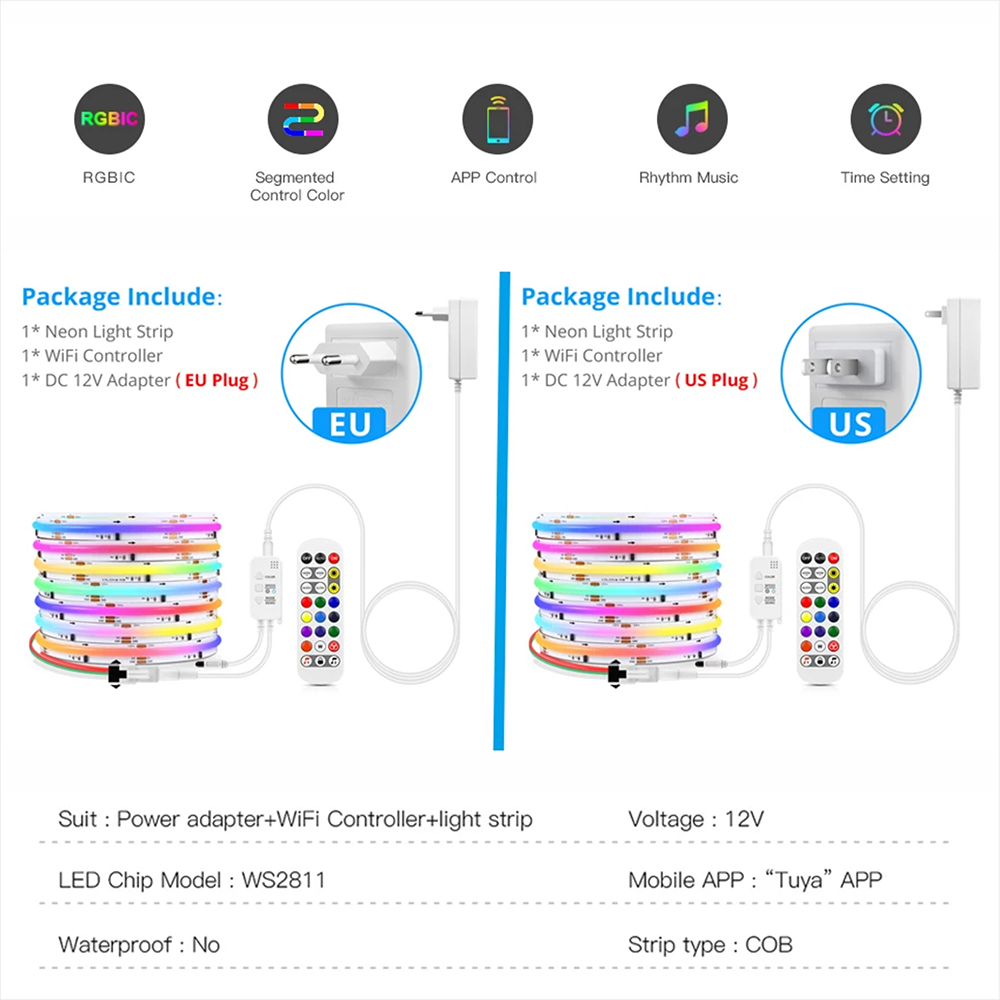 Tuya WiFi WS2811 RGBIC COB LED - Home Decor App Free incelemesi ve fiyatı